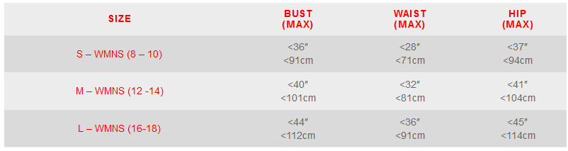 2024 Nookie Womens Fusion Drysuit 0 Size Chart